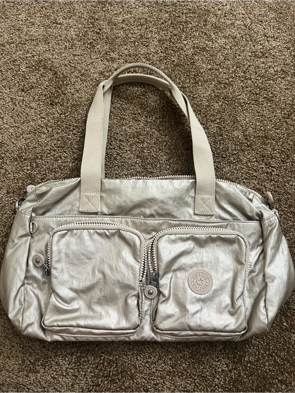 Kipling Metallic Shoulder Bag with Front Pockets